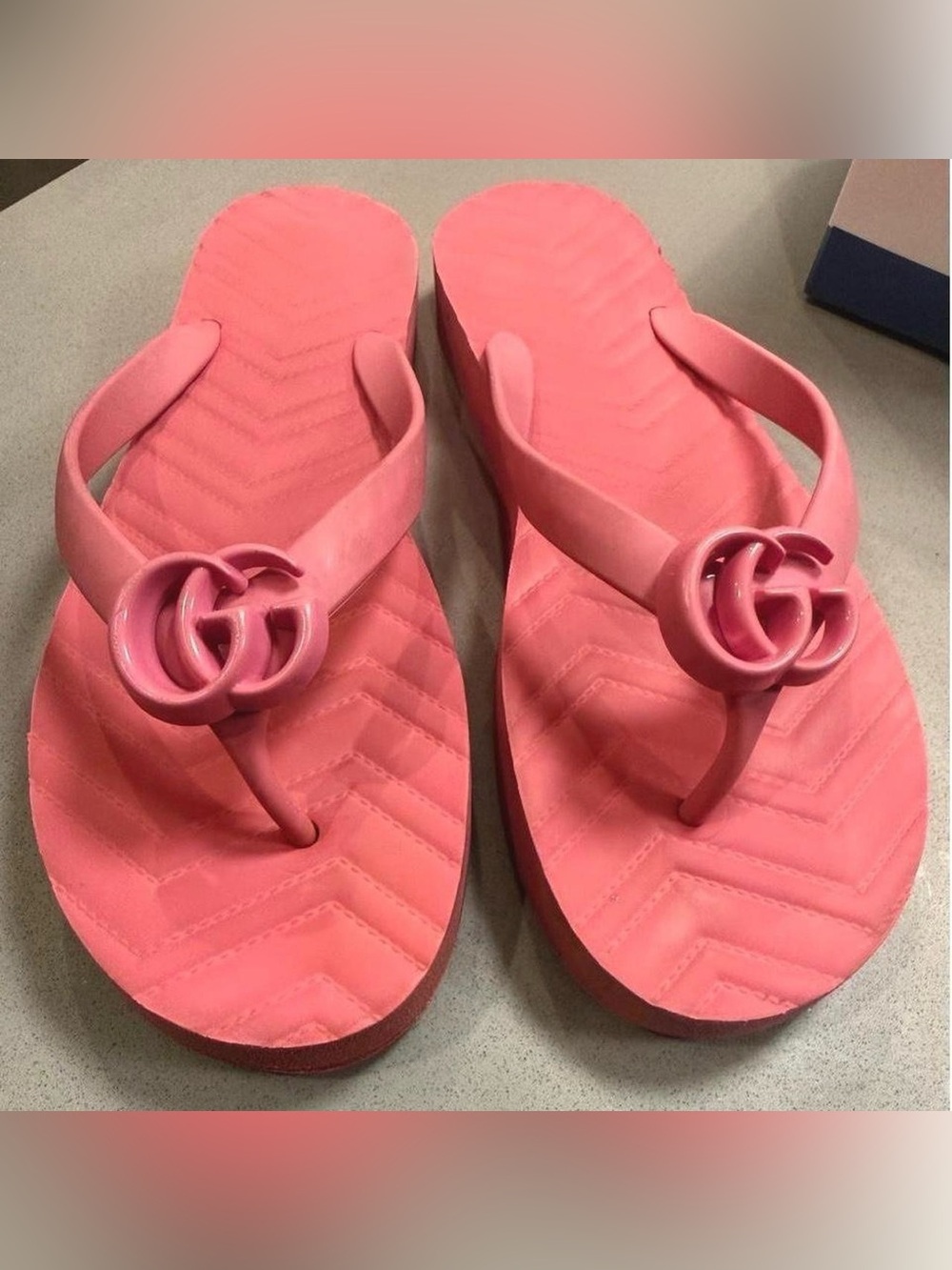 Gucci Pascar GG Platform Flip Flop, Size 40